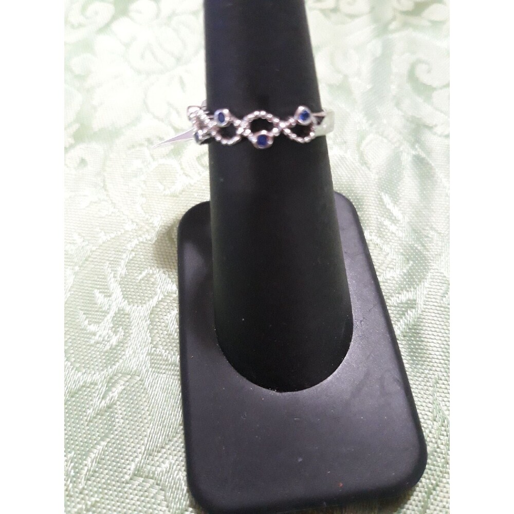Sterling Silver blue sapphire cz Ring 6